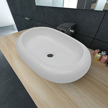 Lavabo a Forma Ovale in Ceramica 63 x 42 cm, Colore: Bianco