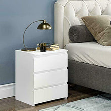 Comodino in legno bianco 3 cassetti comodino laterale moderno comodino minimalista per mobili camera da letto, 45 x 38,2 x 56 cm