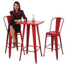 Set Tavolo con 2X sedie sgabelli da Bar HWC-A73 Metallo Rosso