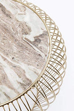 Kare Design Beam Marble Brass Tavolino, Grigio Chiaro, 43 cm