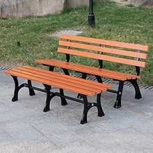 Panchina da Giardino Vintage All'aperto, 120 Cm / 150 Cm, Panca per Patio in Legno di Plastica per 3 Persone con Schienale E Bracciolo, Struttura in Ghisa Robusta E Durevole