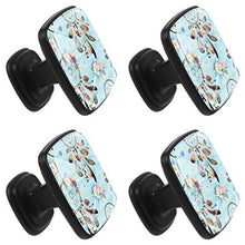 Fiori ornamentali tribali nativi americani Pomelli per Porta Set di 4 Pomelli per Mobili Manopole per Cassetti Cucina Armadio Vetro