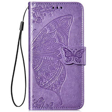 Herbests compatibile per iPhone 11 Flip Case Custodia Portafoglio PU Pelle Cover Goffratura Farfalla Puro Color Custodia a Libro Bookstyle Retro Case con Supporto,Viola Chiaro