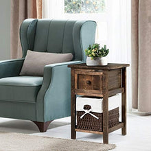 Yyqx comodino comodino mini 2 strati 1 cassetto in legno comodino con cestino della spesa MDF e comodino in Paulownia massiccio
