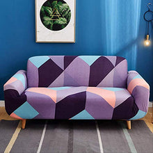 Copridivano Tessuto Elasticizzato 1/2/3/4 Posti ， Sedia Elastica Jacquard Geometria di Colore Viola Divano A Due Posti Divano Coprisella
