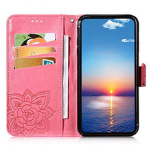 Saceebe Compatibile con Huawei Mate 10 lite Custodia pelle Cover a libro Portafoglio Flip Case [Custodia in pelle goffrata con fiori e farfalle con cordino] anteriore e posteriore Bumper Case,rosa