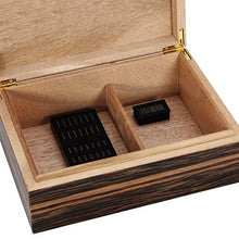 QINJLI Cedar Cigar Humidor, Brown Scacchi Cigar Cabinet con Cedar Rivestimento, Portatile Leggero Viaggi Cigar Box con igrometro elettronico e umidificatore