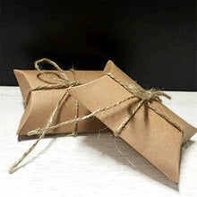 TREESTAR Creative Retro Kraft Box Pillow Shape Candy Box for Wedding Decorazione Pacchetto Regalo 1PCS con spago Marrone Giallo, Carta, Brown, 9 * 6.5 * 2.5CM