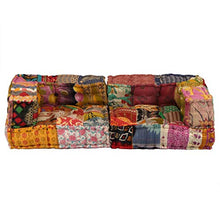 vidaXL Divano Modulare a 2 Posti con Braccioli in Tessuto Patchwork Letto Sofa