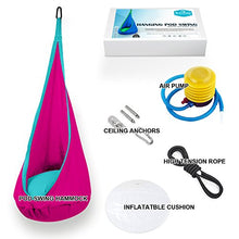 SAMAY Amaca per Bambini per Interni ed Esterni - Sedia a Dondolo con Cuscino - Kit Completo - per Cameretta e All'aperto - Rosa e Turchese