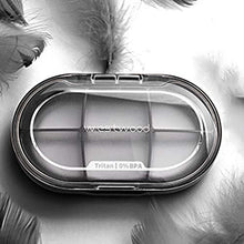 DOITOOL - Contenitore per pillole da viaggio, 1 contenitore portatile per pillole, 6 griglie, per medicine, contenitore organizer (nero)