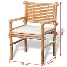 vidaXL Set 5 pz Mobili da Giardino Patio Tavolo e 2 Sedie in bambù con Cuscini