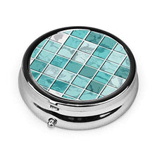 Scatola rotonda per medicina portatile, mini pillole in metallo, dispenser per pillole, borsa da tasca, regalo da viaggio, nerves of Teal