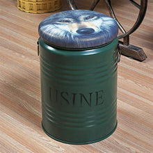LAA Stoccaggio Sgabello Americana Retro Bar Sedie in Ferro Battuto Barile da Olio Sgabello Secchiello Bar Stool Barile di Metallo Sgabello caffè Dotomy Sgabello Contenitore (Color : Blue)