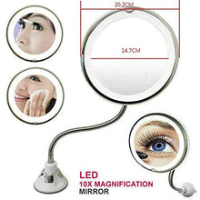 Specchi per Trucco Specchio ingranditore 10X Vanity Rotazione 360 Ventosa Specchio Flessibile Bagno Pieghevole a LED Specchio per Trucco Regolabile