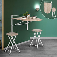 Homy Casa tavolo pieghevole oblungo da parete, realizzato in legno, ideale per colazione e cena, con sgabello pieghevole incluso, color faggio