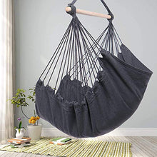 Sedia a Battente a Hammock, con 2 Cuscini Imbottiti Extra e Barra di Supporto in Legno, Anti-Rollover Coperta all'aperto a Handing Hammock Sedia Altalena