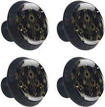 Gold Moon Sun Pattern Nero Pomelli per Porta Set di 4 Pomelli per Mobili Manopole per Cassetti Cucina Armadio Vetro