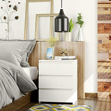 Cikonielf Comodino Bianco Moderno Comodino Comodino Comodino con 3 Cassetti Armadietto Camera da Letto