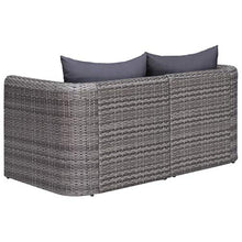 GOTOTOP 2 pz Divano Angolare da Giardino,Divano da Esterno 2 Posti,con 2 Cuscini di Seduta e 2 Cuscini per Lo Schienale,in Polyrattan,Grigio
