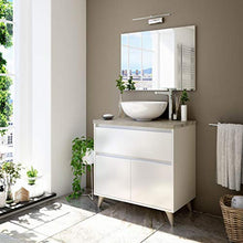 ARKITMOBEL Mobile da Bagno con 2 Ante e 1 cassetto, modulo lavabo, Modello Ona, Finitura Bianca Lucida e Rovere Alaska, Dimensioni: 81 cm (Larghezza) x 80 cm (Altezza) x 46 cm (profondità)