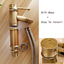 VBARV Rubinetto per lavabo monoforo in bambù Vintage - Tutto Rame Antico Rubinetto Rubinetto dell'Acqua Calda e Fredda Bagno Cascata Rubinetto Rubinetto monocomando lavello