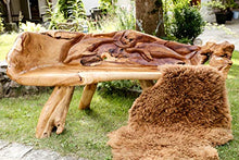 Windalf - Panca da salotto con delfini, 157 cm, in legno di radice