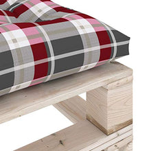 vidaXL Pouf da Giardino Pallet Cuscino a Quadri Rosso Legno di Pino