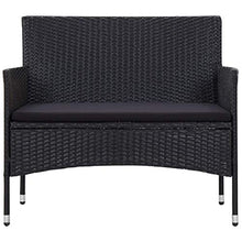 vidaXL - Panchina da giardino, 103 cm, in polyrattan, colore: Nero