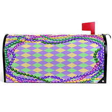 Mardi Gras - Perline a zig-zag per cassetta delle lettere colorate con motivo a rombo e lettere di grandi dimensioni, dimensioni 64,8 x 53,3 cm