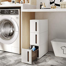 SONGMICS Carrello di rotolamento con 3 cassetti, con ripiano a scomparsa, ripiano per il bagno, con ruote rimovibili, in PP, salvaspazio, 45 x 17 x 63 cm, bianco KFR07WT