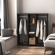 homcom Armadio con 2 Guardaroba, 5 Ripiani e 6 Ruote, in Legno e Alluminio, 120x40x128 cm, Nero