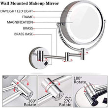WZDD Specchio Ingranditore da Parete con Luce LED, Specchio per Trucco Ingrandimento X10 Doppio Lato Estensibile Specchio Cosmetico - USB Ricaricabile