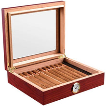 SMEJS Handmade Cigar Humidor, Cedar Cigar Desktop Box con umidificatore e igrometro, Piano in Vetro for 35 sigari (Color : A)