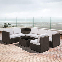 Outsunny Set Mobili da Giardino 8 Pezzi 4 Divani 2 Divani Angolari 2 Tavolini per Giardino in Rattan Marrone