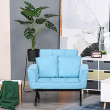 homcom Divano Letto 2 Posti con Letto Singolo, Arredamento Moderno per Soggiorno e Ufficio, 87x69x69cm, Blu