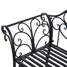 miozzi Panchina da Giardino 2 Posti in Metallo Nera 133x51.5x90 cm