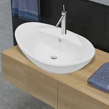 SENLUOWX - Lavabo in ceramica ovale con troppo pieno