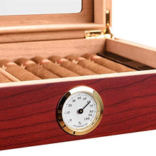 SMEJS Handmade Cigar Humidor, Cedar Cigar Desktop Box con umidificatore e igrometro, Piano in Vetro for 35 sigari (Color : A)