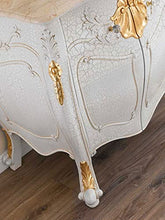 Simone Guarracino Luxury Design Comò e specchio Anderson stile Barocco Veneziano arredo bagno bombato crackle e foglia oro marmo crema pomelli Crystal Sw