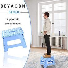 BEYAOBN Sgabello Pieghevole,Plastica Sgabello richiudibileda Viaggio Portatile Fino a 136 kg,H 22 cm, Compatto e Facile da riporre, Perfetto per la Cucina e Il Bagno(Blu)