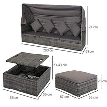 Set Salotto da Giardino Divano 2 Poltrone e Tavolino in Rattan Grigio