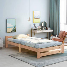 Letto in legno massiccio con testiera e rete a doghe, naturale (200 x 90 cm)