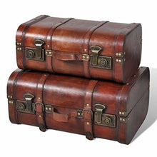 xingshuoonline baule cofanetto di legno Vintage Marrone 2 pezzi, Grande: 45 x 31 x 20 cm