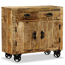 Credenza con 2 Cassetti e 1 Armadietto in Legno Grezzo di Mango