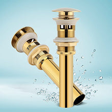 Fdit Pop Up di scarico stopper bacino scolapiatti con troppopieno per lavabo bagno rubinetto nave Golden