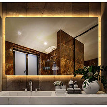 UWY Specchio da bagno Specchio da toeletta a LED Specchio da parete argento senza cornice Interruttore tattile + Interruttore antiappannante + Display tempo / temperatura (6000k luce bianca, 300