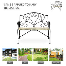 Panchina 2 Posti da Giardino 100x50x88 cm in Ferro Nero e Bronzo