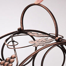 GJSN Cremagliera da Vino, Bronzo in Ferro Battuto/Brown Brown Desktop Robusto Rogusa Base Portata Saldata Staiata Durata Durale 6 Optional 7 Bottiglie Di Decorazioni per Vini,Marrone Scuro