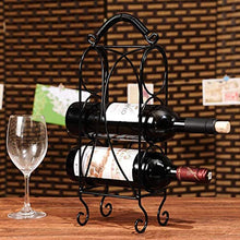PZW Scaffale da Vino in Metallo Semplice e Creativo con 3 Ripiani da Appoggio Nero per Ripiani e Ripiani